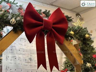 [Order 3 - 4 ngày] Nơ đỏ Bitis phun nhung 2 cánh - 2 lớp [Đứng form - Nhiều cỡ] PK-NO-08